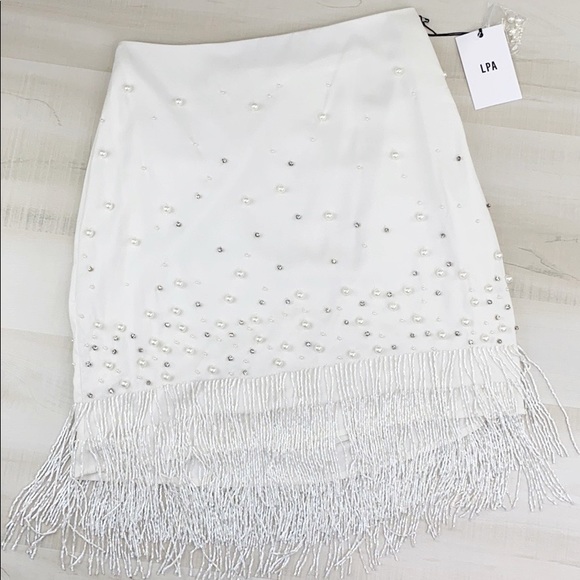 LPA ELISE FRINGE MINI SKIRT Beaded Rhinestone - Picture 4 of 12